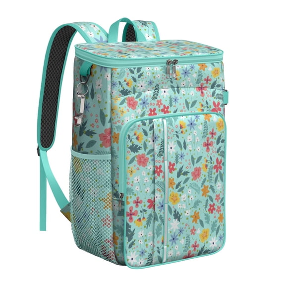 Rustic Abstract Floral Watercolor Print Backpack Cooler - 20L High Capacity for Travel and Convenience