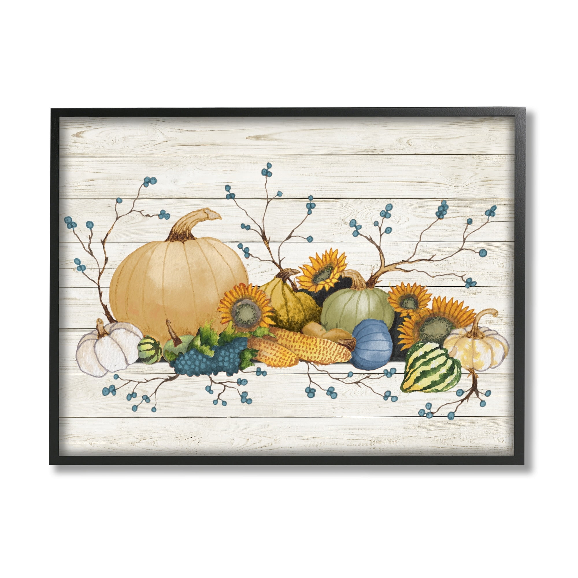 Rustic Abundant Harvest Vegetables Fall Botanical Spread Botanical & Floral Painting Framed Art Print Wall Art