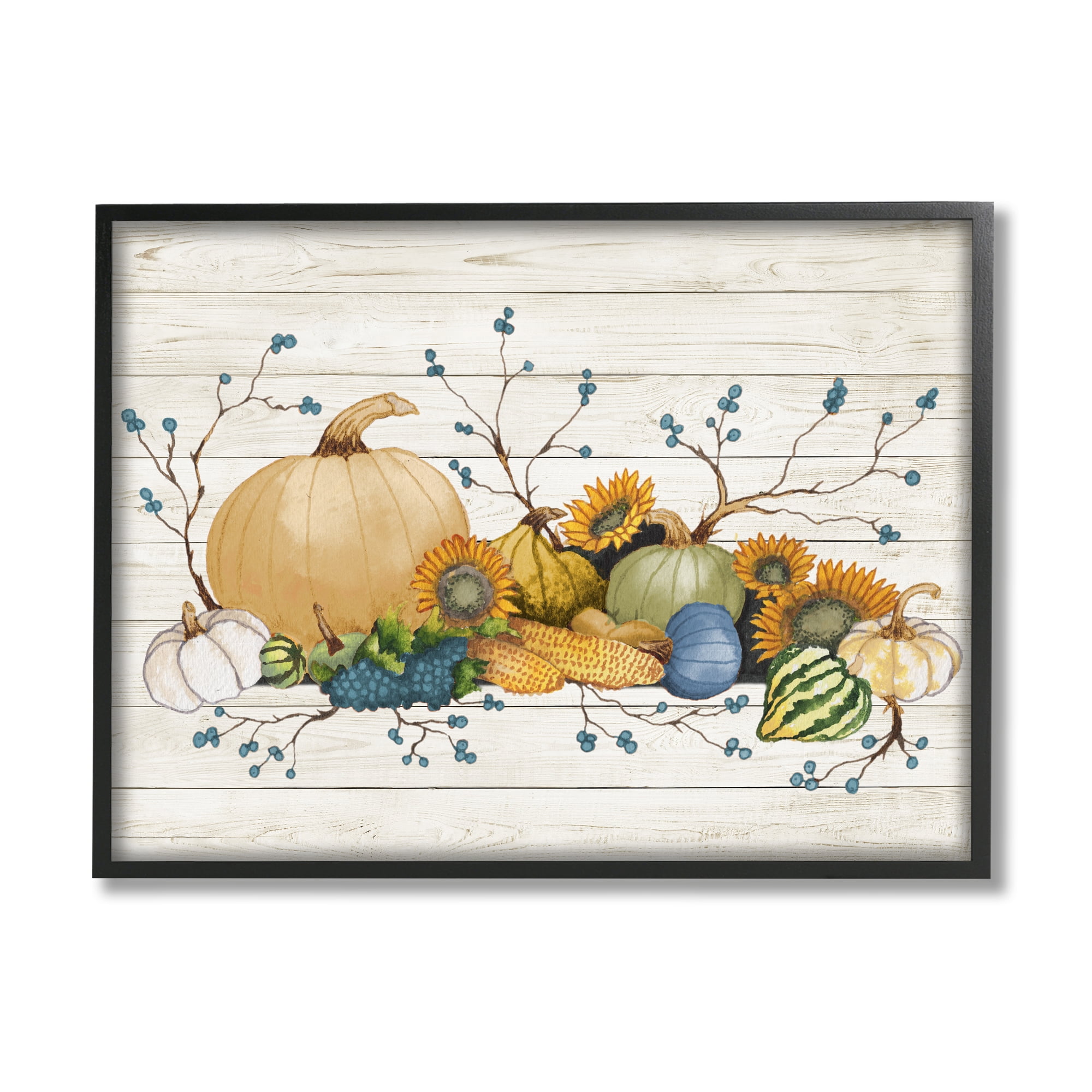 Rustic Abundant Harvest Vegetables Fall Botanical Spread Botanical & Floral Painting Framed Art Print Wall Art