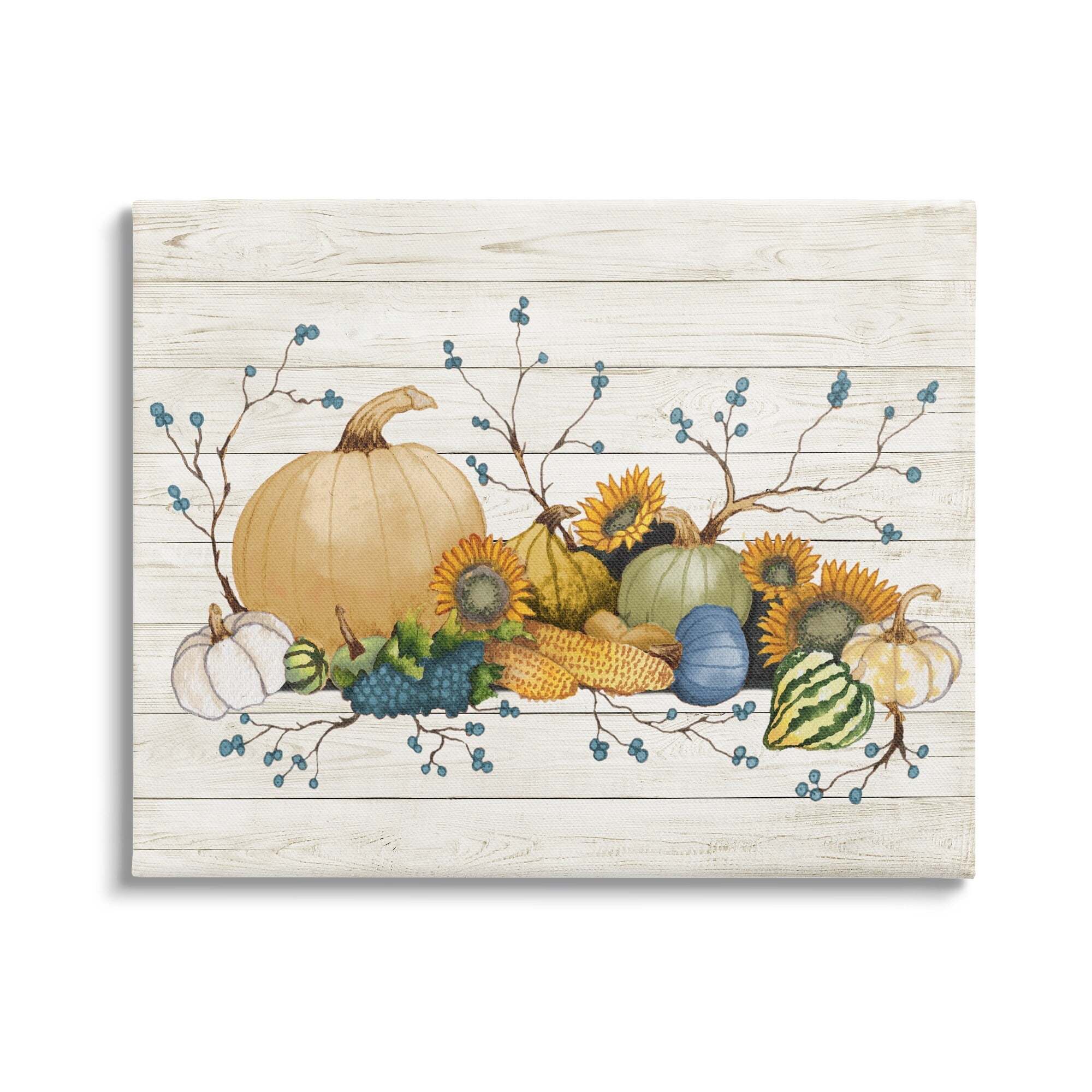 Rustic Abundant Harvest Vegetables Fall Botanical Spread Botanical & Floral Painting Gallery-Wrapped Canvas Print Wall Art