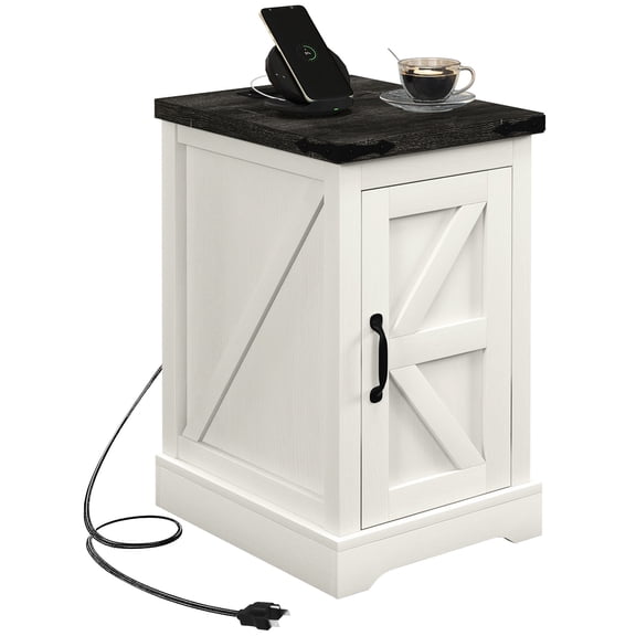 Rustic Accent Table with Charging and Storage / Cozy Living Room Organization and Charging