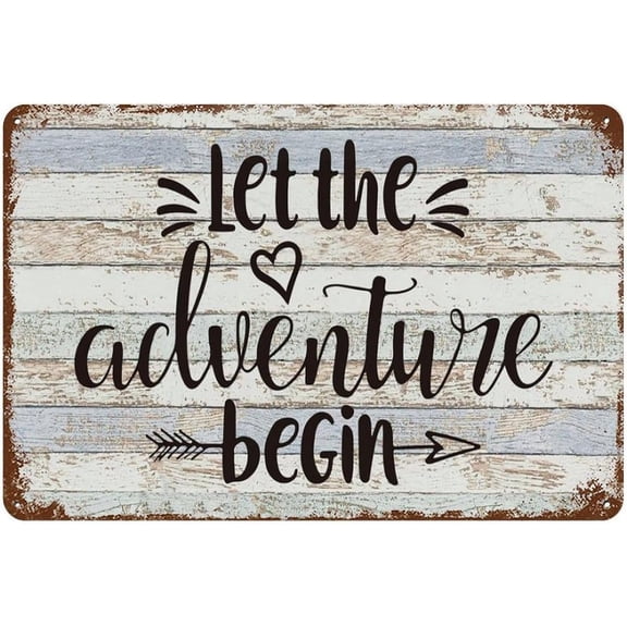 Rustic Adventure Metal Tin Sign 8x12 Inch Camping Wall Decor for Cabin Camper Travel Kitchen Home Men