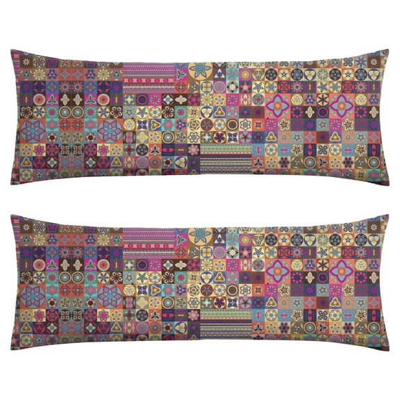 Rustic Aesthetic Bohemian Body Pillow Cover 20x54 - Long Pillow Case with Zipper - Geometric & Ethnic Patterns - Soft & Skin-Friendly Pillowcase