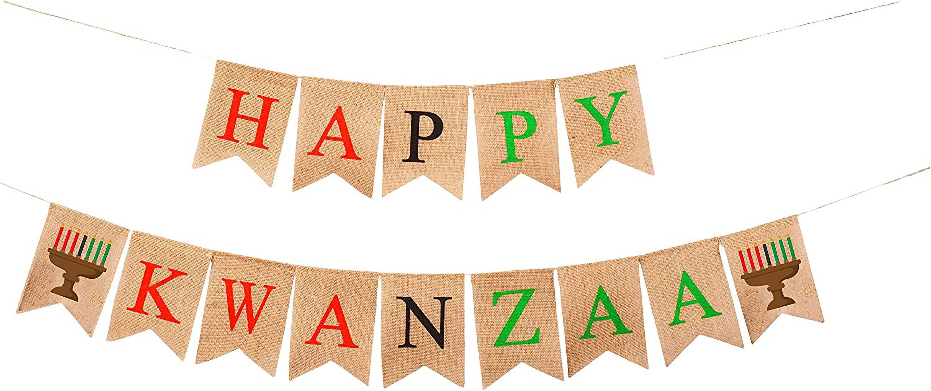 Rustic African Kwanzaa Decorations Happy Kwanzaa Banner with Kinara