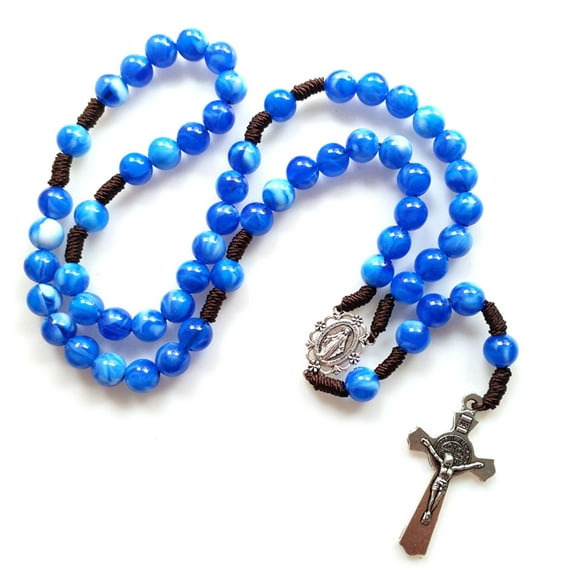 Rustic Agate Catholic Rosary Necklace Christian Church Birthday Festival Gift
