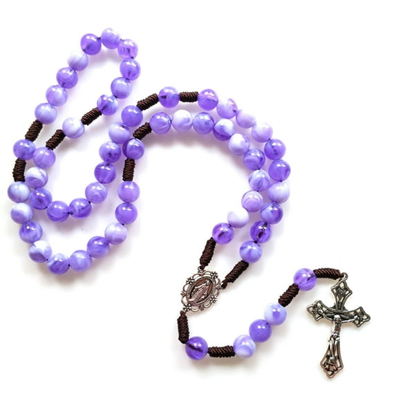Rustic Agate Catholic Rosary Necklace Christian Church Birthday Festival Gift