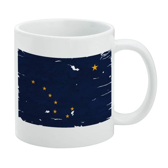 Rustic Alaska State Flag Distressed USA White Mug