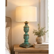 Rustic Algae French Trophy Carved Table lamp with Empire Khadi Shade