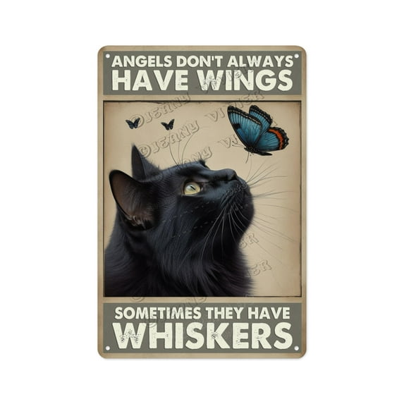 Rustic Aluminum Metal Sign, 8 x 12 Inches, Black Cat Angel Don’t Always Have Wings, A Heartfelt Gift for Animal Advocates, Pet Memorials, and People Who Have Lost Pets