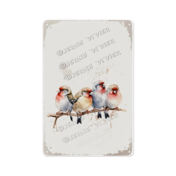 Rustic Aluminum Sign, 12 x 16 Inches, Watercolor Finches on The Branch Sign, Adds a Calming, Natural Touch to Living Room, Bedroom, or Garden, Great for Nature Decor