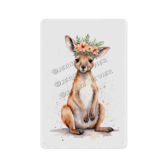 Rustic Aluminum Sign, 8 x 12 Inches, Cute Kangaroo Sign, Adds a Fun, Playful Element to Living Room, Bedroom, or Nursery, Ideal for Animal Lovers