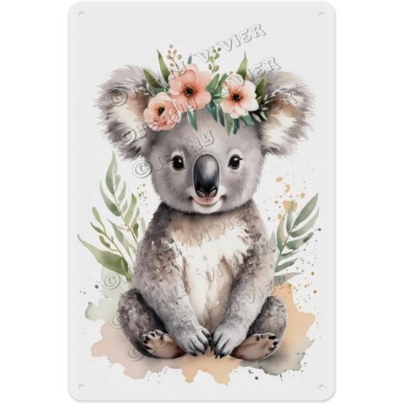 Rustic Aluminum Sign, 8 x 12 Inches, Watercolor Koalas Sign, Adds a Cozy and Cute Touch to Living Room, Bedroom, or Home Decor, Gift For Animal and Home Decor Decor
