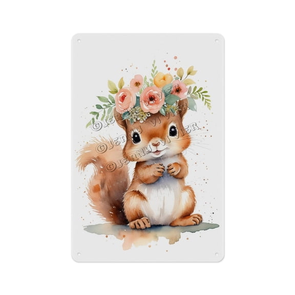 Rustic Aluminum Sign - Funny Squirrel - 12 x 16 Inches - Charming Metal Sign for Man Cave Ideal for Lightening the Mood