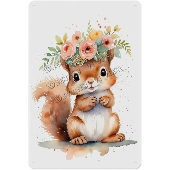 Rustic Aluminum Sign - Funny Squirrel - 8 x 12 Inches - Charming Metal Sign for Man Cave