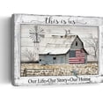 thumbnail image 1 of Rustic American Barn Canvas Wall Art Farmhouse Windmill Flag Pictures Wall Decor Vintage Barn Print Painting for Farm Room Living Room Home Decoration Framed 12X16 Inch, 1 of 6