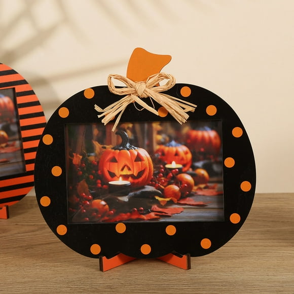 Rustic American Country Halloween Vintage Picture Frame Decor - Perfect for Spooky Home Accents, Fall Decorations, and Festive Display Round