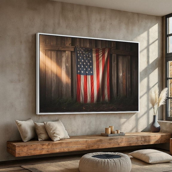Rustic American Flag Vintage Barn Wall Art Print
