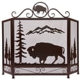thumbnail image 1 of Rustic American Icon Majestic Bison Buffalo 3 Panel Fireplace Screen Metal Mesh, 1 of 7