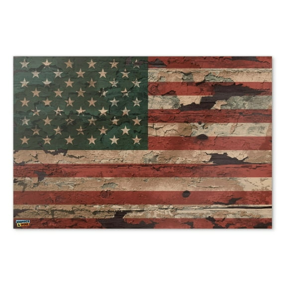 Rustic American USA Flag Distressed Home Business Office Sign - Poster - 24" x 36" (61cm x 91cm)