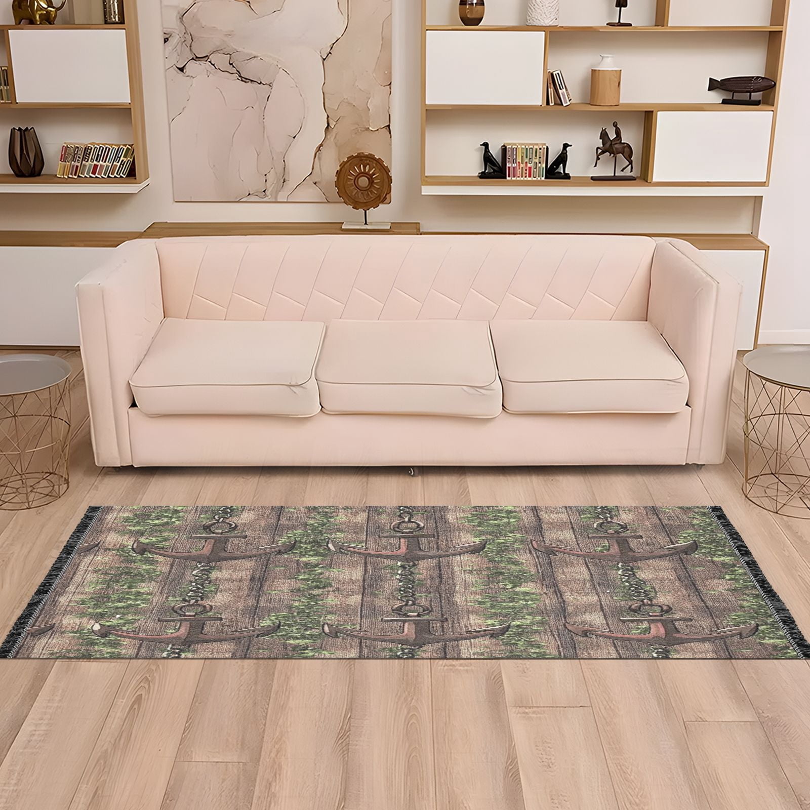 Rustic Anchor Chains 72x23.5" Bedroom Runner Rug, Durable and Non-Slip for Hallways and Living Rooms