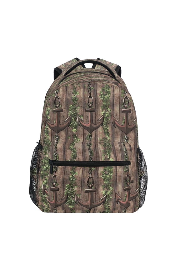 Rustic Anchor Chains Stylish Large Backpack 15L Self-Standing Durable Twill for School, Office and Travel Use
