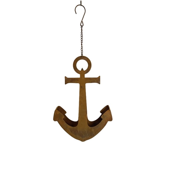 Rustic Anchor Hanging Planter - Metal Wall Plant Holder - Nautical Garden Decor - Iron Hanging Plant Pot
