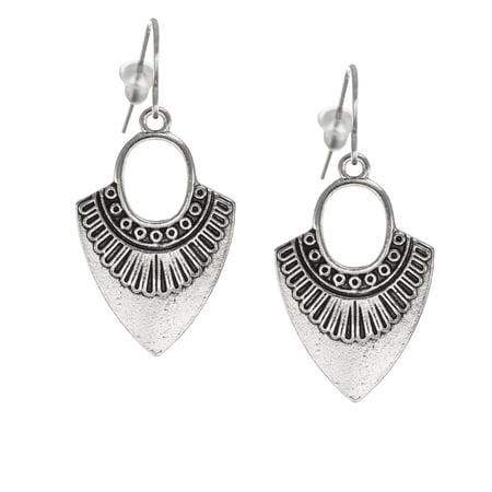 Rustic Antique Silver Minimalist Everyday Dangle Earrings, Platinum Ear Wires