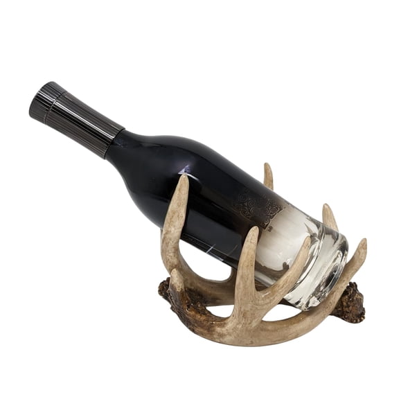 Rustic Antler Wine Bottle Holder Handcrafted Faux Resin Deer Antler Design Unique Lodge, Cabin & Hunting Dcor Perfect Wine Stand for Bar, Kitchen, or Dining Room Nature-Inspired Gift