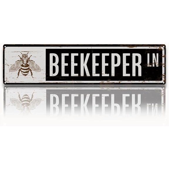 Rustic Apiary Signs, Honey Bee Trail Metal Sign, Funny Bee Signs, Retro Metal Tin Sign, Apis Keeper Decor, Backyard Farm Decor, Outdoor Bee Lover Gifts 15.8x4 Inch