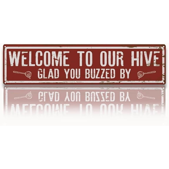 Rustic Apiary Signs, Honey Bee Trail Metal Sign, Welcome to our Hive Metal Signs, Retro Metal Tin Sign, Apis Keeper Decor, Backyard Farm Decor, Outdoor Bee Lover Gifts 15.8x4 Inch