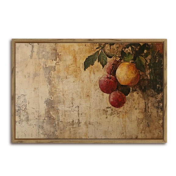 Rustic Apples Still Life Horizontal Canvas Wall Art with Lightweight Foam Frame - Durable and Ready to Hang, Modern Decorative Print for Living Room, Bedroom, Or Office