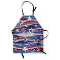 thumbnail image 1 of Rustic Apron Abstract Design Pattern of Patriotic American Flag USA National Icon Image, Unisex Kitchen Bib Apron with Adjustable Neck for Cooking Baking Gardening, Red Blue and White, by Ambesonne, 1 of 3