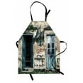thumbnail image 1 of Rustic Apron Doors of Old Rock House with French Frame Details in Countryside European Past Theme, Unisex Kitchen Bib Apron with Adjustable Neck for Cooking Baking Gardening, Teal Grey, by Ambesonne, 1 of 3
