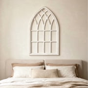 Sintosin Farmhouse Arched Window Frame for Wall Art 20" x 32", Rustic Hanging Distressed White Window Pane Wall Decor Artwork, MDF