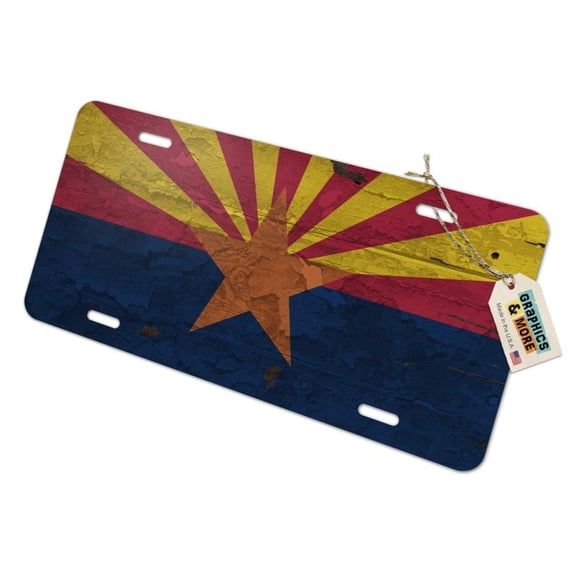 Rustic Arizona State Flag Distressed USA Novelty Metal Vanity Tag License Plate