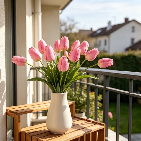 Rustic Artificial Tulip Stem, Single Faux Floral Bloom, Natural Style Arrangement Accessory, Soft Decorative Flower for Wedding Scene, Photography Props and Indoor Vase