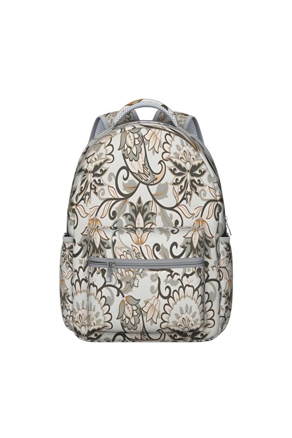 Rustic Artistic Natural Floral School Backpack, Durable and Scratch-Resistant, Adjustable Shoulder Straps with Earthy Bohemian Style and Vintage Fashion Pattern for Student