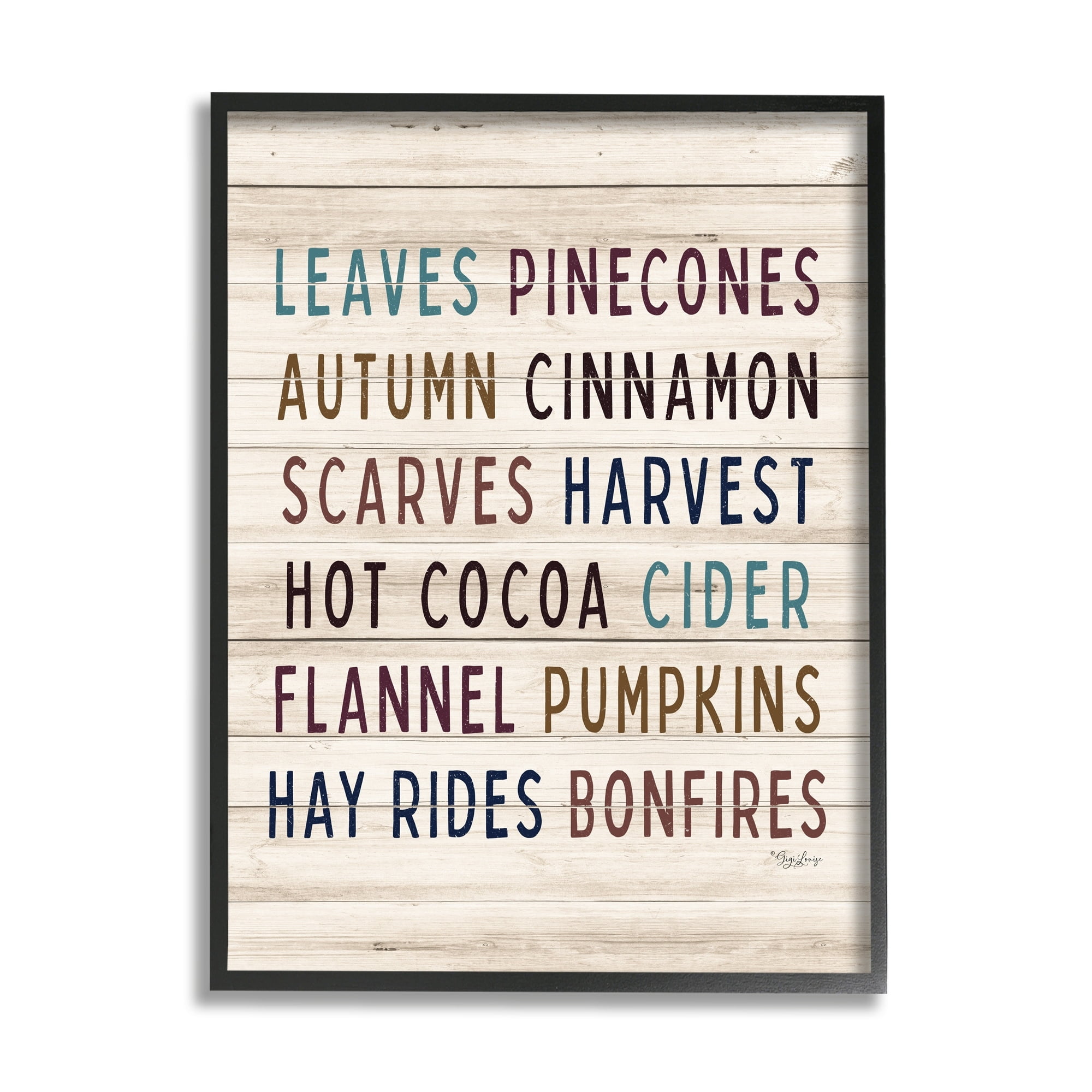 Rustic Autumn Activity List Grainy Pattern Seasonal Sign Holiday Graphic Art Framed Art Print Wall Art