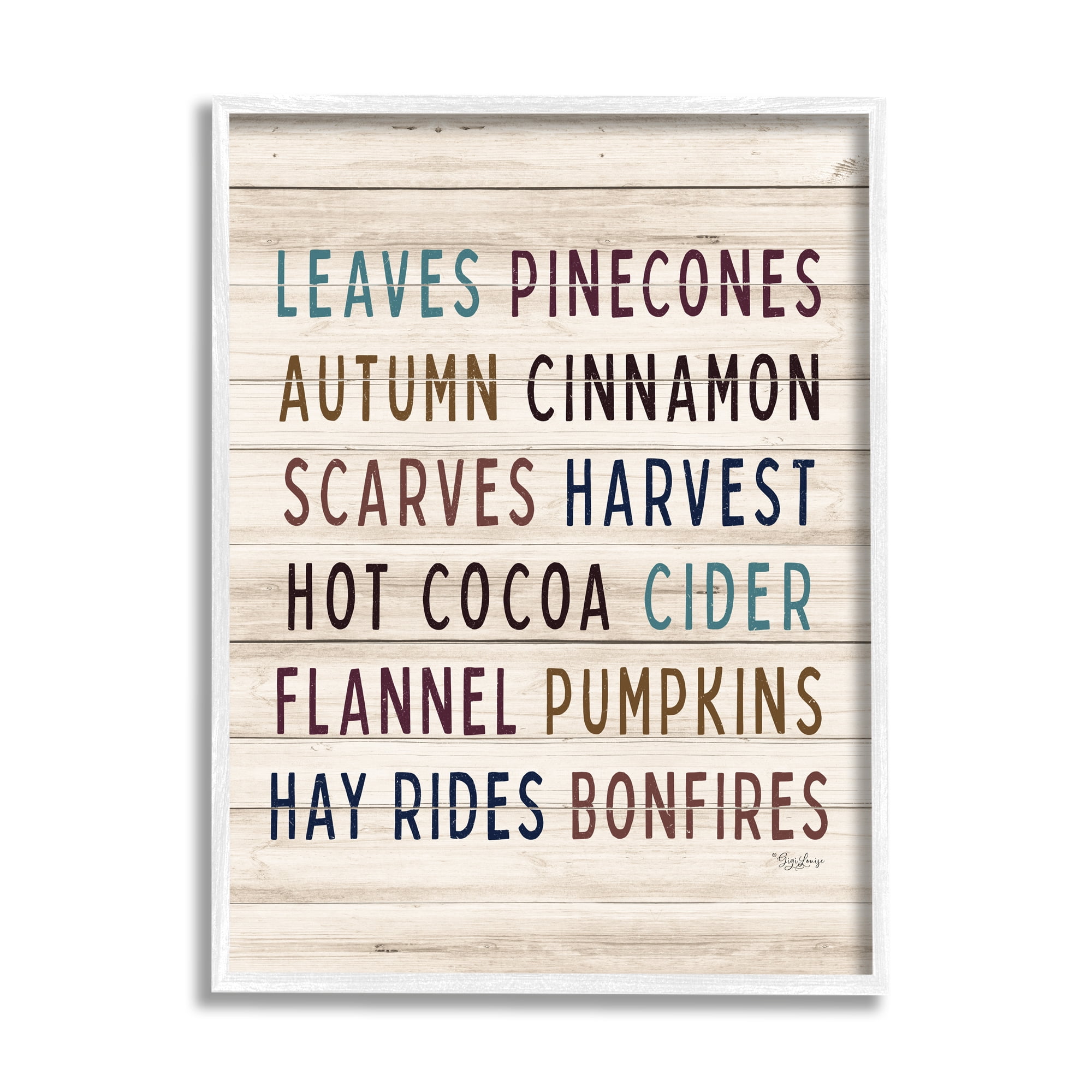 Rustic Autumn Activity List Grainy Pattern Seasonal Sign Holiday Graphic Art Framed Art Print Wall Art