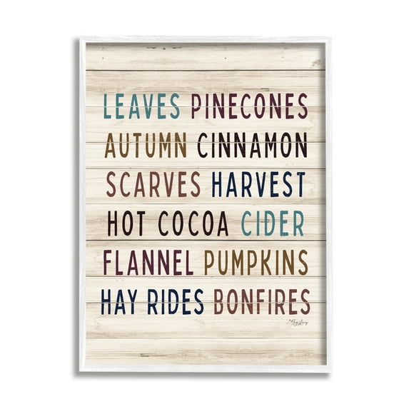 Rustic Autumn Activity List Grainy Pattern Seasonal Sign Holiday Graphic Art Framed Art Print Wall Art