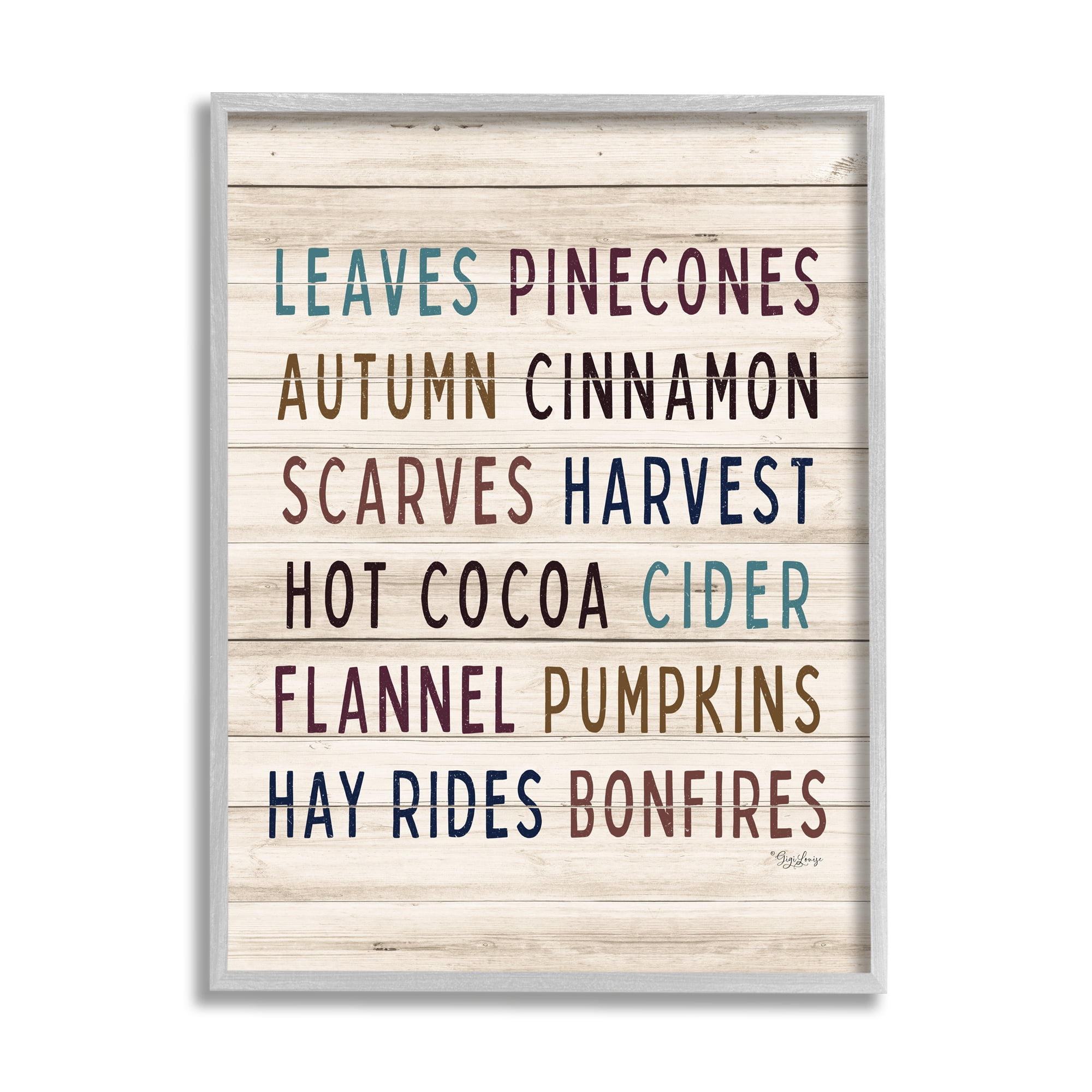 Rustic Autumn Activity List Grainy Pattern Seasonal Sign Holiday Graphic Art Framed Art Print Wall Art