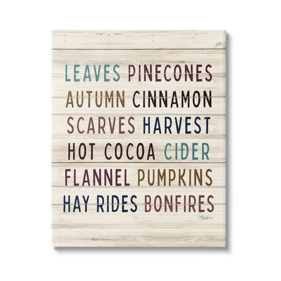 Rustic Autumn Activity List Grainy Pattern Seasonal Sign Holiday Graphic Art Gallery-Wrapped Canvas Print Wall Art