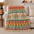 thumbnail image 1 of Rustic Autumn Bohemian Floral Folk Art, Festive Holiday Scene, Warm Flannel Blanket for Living Room and Reading Nook, Art Lovers Thanksgiving Gift, Festive Home Decor, 1 of 9