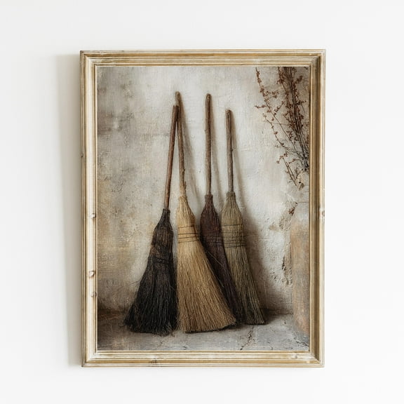 Rustic Autumn Broom Dark Rustic Wall Art Poster Warm English Country Decor Poster Cottagecore Fall Wall Art Poster Warm Present Vintage UNFRAMED Poster Size 8x12