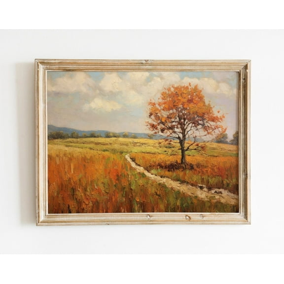 Rustic Autumn Field Print, Farmhouse Wall Decor, Fall Wall Art, Autumn Decor, Living Room Art, Vintage Art Wall Art, Modern Wall Decor, 8x12 UNFRAMED