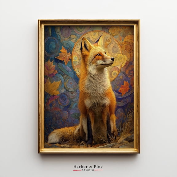 Rustic Autumn Fox Art Print Cozy Woodland Wildlife, Unframed Paper Poster 11x14in