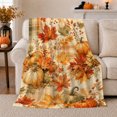 thumbnail image 1 of Rustic Autumn Harvest Pumpkin Maple Leaf Pattern, Cozy Rustic Scene, Warm Flannel Blanket for Living Room and Bedroom, Art Lovers Thanksgiving Gift, Rustic Home Decor, 1 of 9