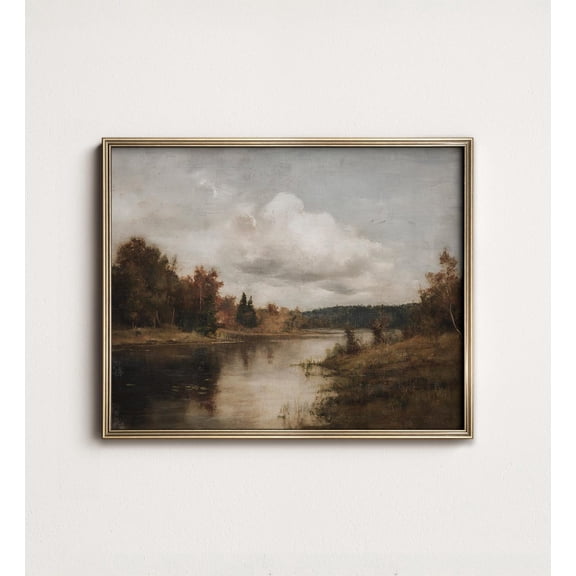 Rustic Autumn Lake Landscape French Country A-55 Wall Art, Striking Coastal Theme For Bedroom And Gallery Wall Decor