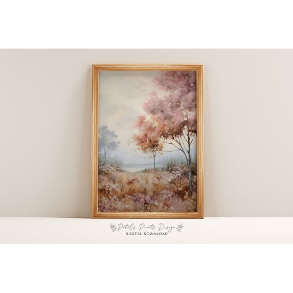 Rustic Autumn Landscape, Vintage Farmhouse Wall Art Home Decor #2177, Stretched Canvas Size 16x24