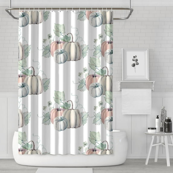 Rustic Autumn Pumpkin Harvest Shower Curtains,Washable Show Curtain with Hooks Retro Polyester Fabric Bathroom Curtains for Halloween Thansgiving Christmas Hotel Dorm